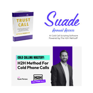 AI cold call software, book, and training promo.