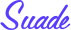 Suade logo in purple script font